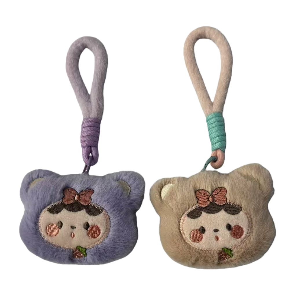 Doll keychain pendant with pull-down button design key chain accessory Item Picture