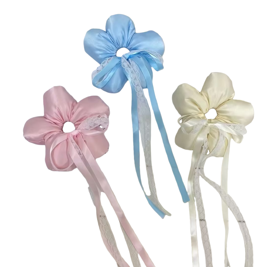 Cute sponge flower, large intestine circle, hair tie, bow, ribbon, hair band, hair tie, braided hair tie Item Picture