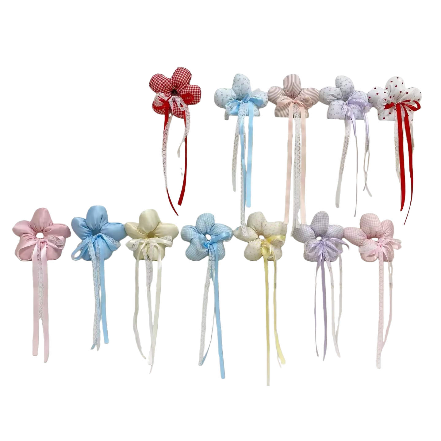 Sweet Korean-style filled flower ribbons, large intestine hair bands, three-dimensional large hair ties, girls' hair flowers, leather bands, children's hair accessories Item Picture