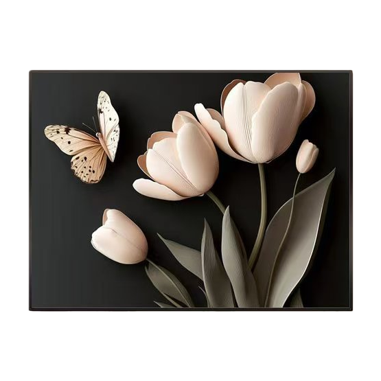 Modern and simple floral floor-standing paintings with texture, entrance wall hangings, living room decorative paintings, artistic tulip sofas, background walls Item Picture