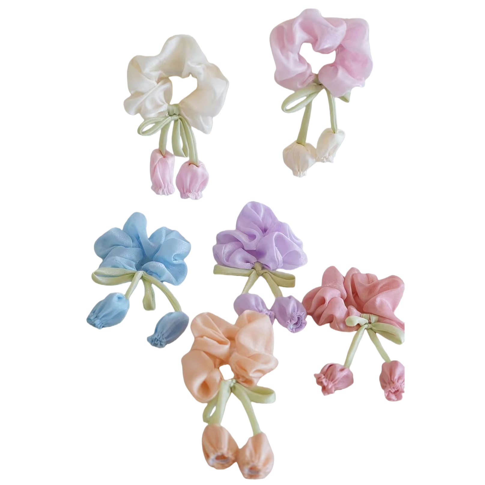 New sweet and versatile tulip flower large intestine hair band, high-end handcrafted hair tie high ponytail hair accessory wholesale Item Picture