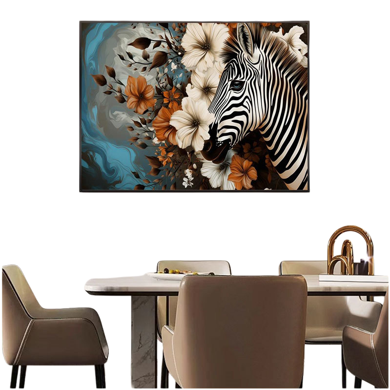 Modern fabric decorative paintings featuring zebra and flower patterns, violin murals, wall paintings, and electricity meter box decorative paintings Item Picture