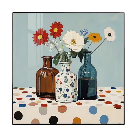 Hand-painted three-dimensional floral still life oil paintings, fabric decorative paintings, American-style paper-cut paintings Item Picture