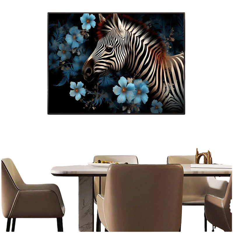 Modern fabric zebra violin decorative painting, mural hanging painting, diamond electricity meter box decorative painting Item Picture
