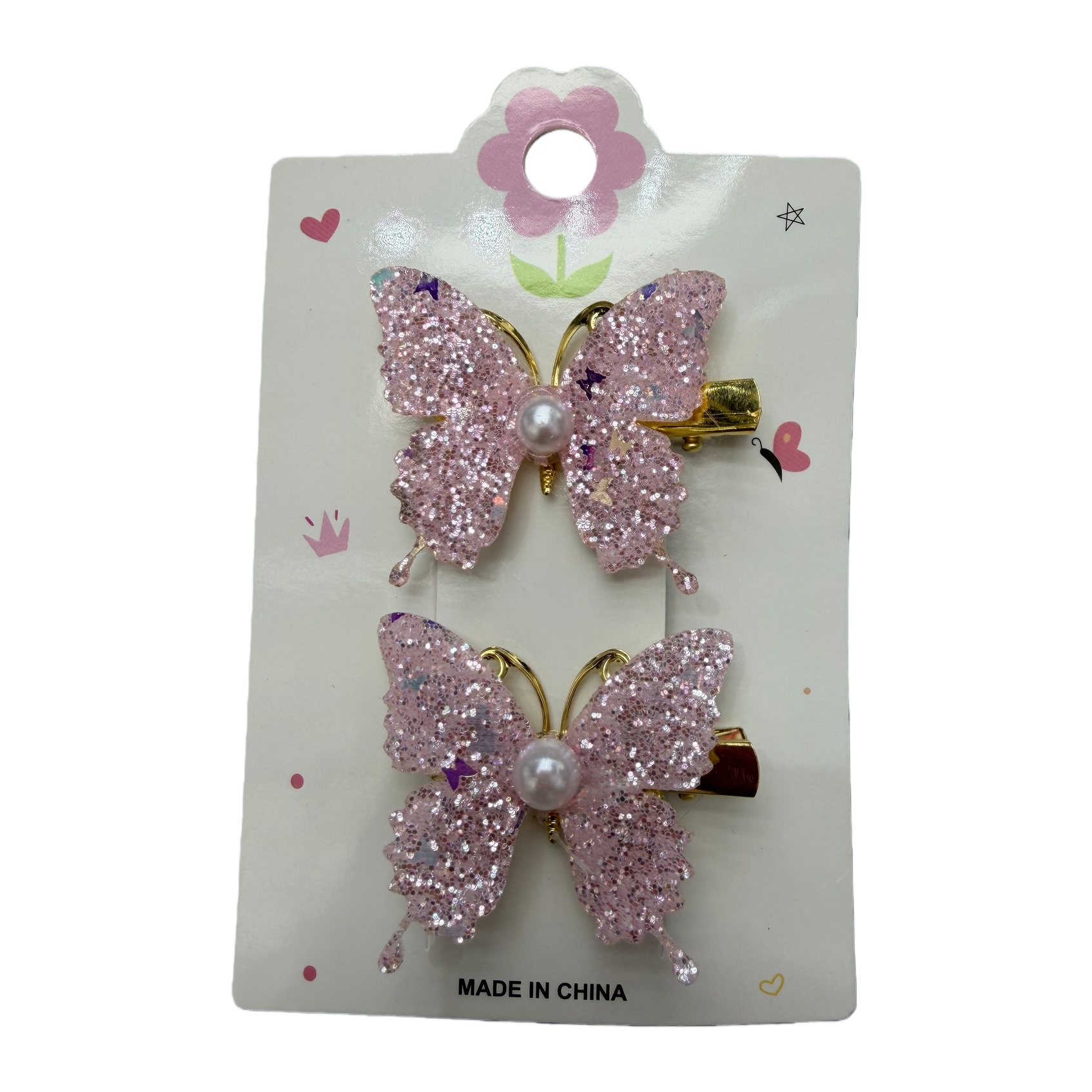 Pink butterfly acetate grappling clips, shark clips, sweet and girlish style, large hair clips Item Picture