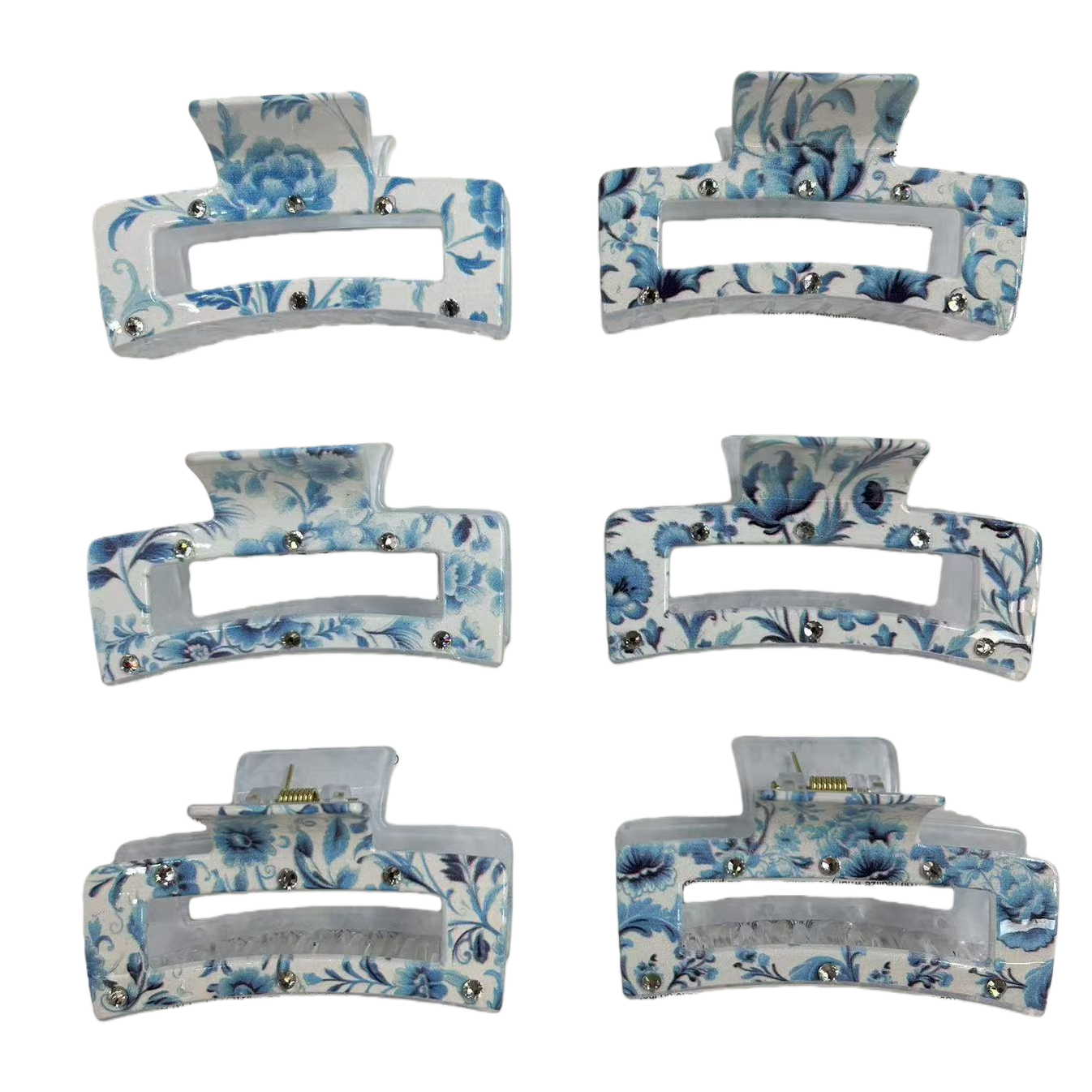 Blue floral pattern acetate shark clip, 18cm hairpin Item Picture