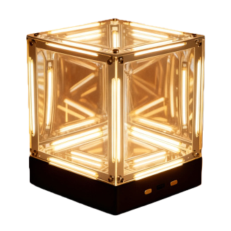 Four-dimensional space desktop ambient light small box space ambient light yellow and white light recharge and plug dual-purpose Item Picture