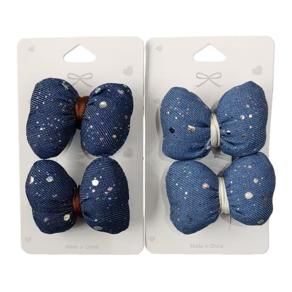 Blue fabric bow hair accessory, sweet and girlish style headwear, adjustable tightness hair tie products Item Picture