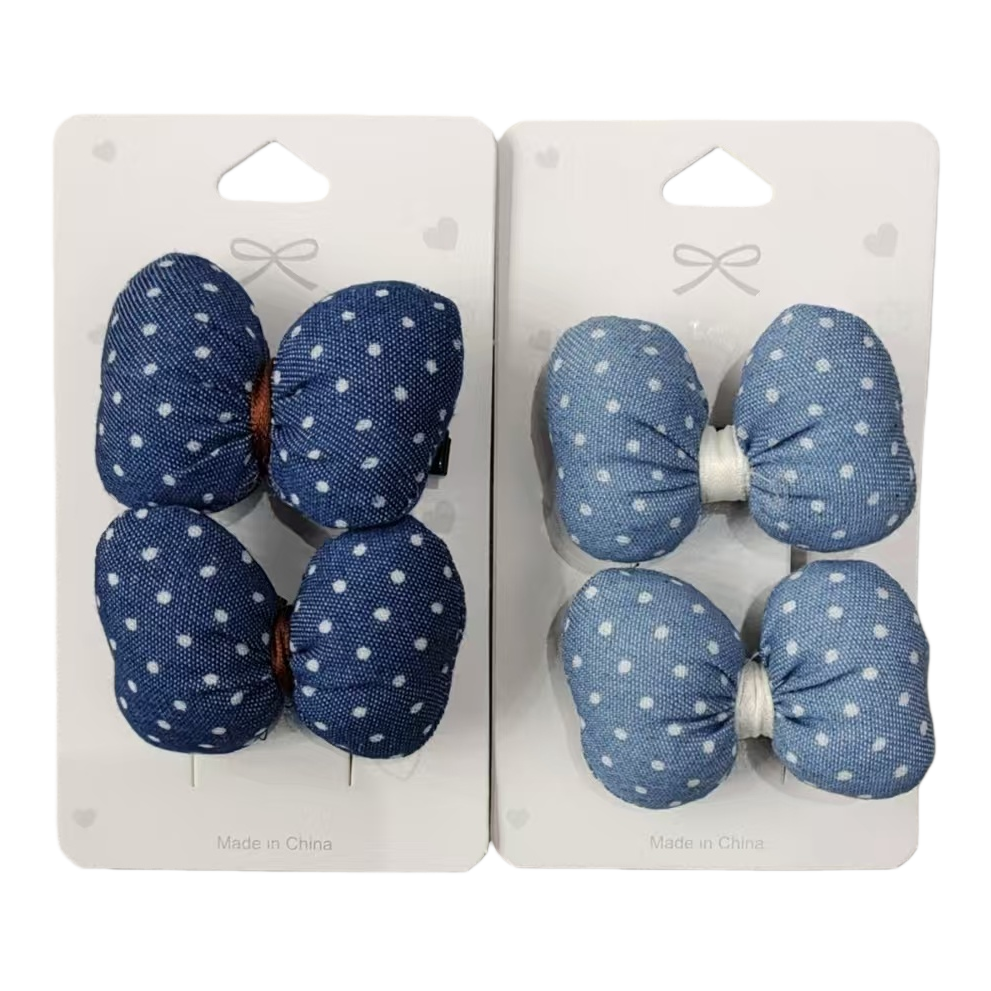 Blue polka dot bow acetate clip, shark clip, hairpin Item Picture