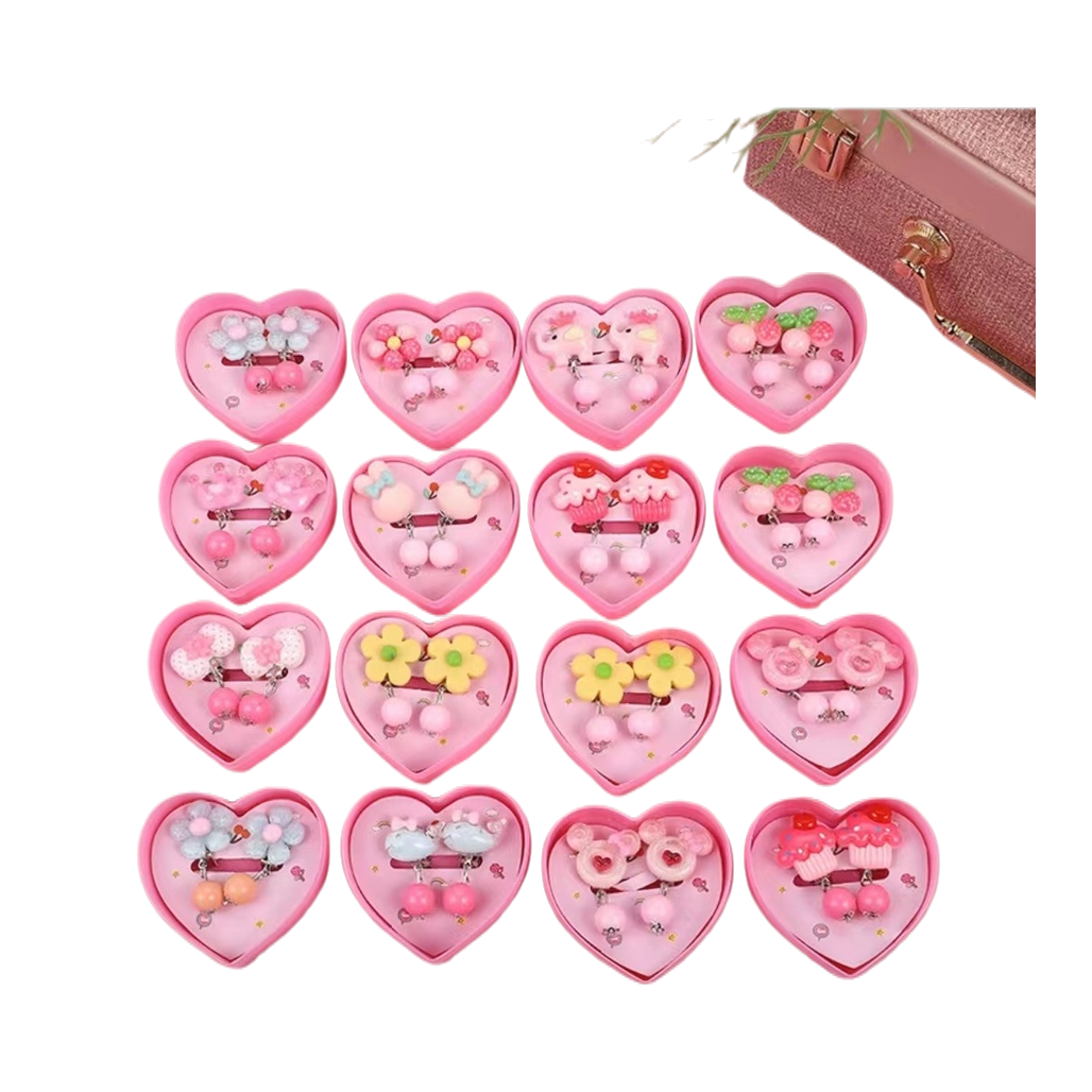 Cute heart-shaped packaging box hair clip set, shark clip, acetic acid grab clip hair clip Item Picture