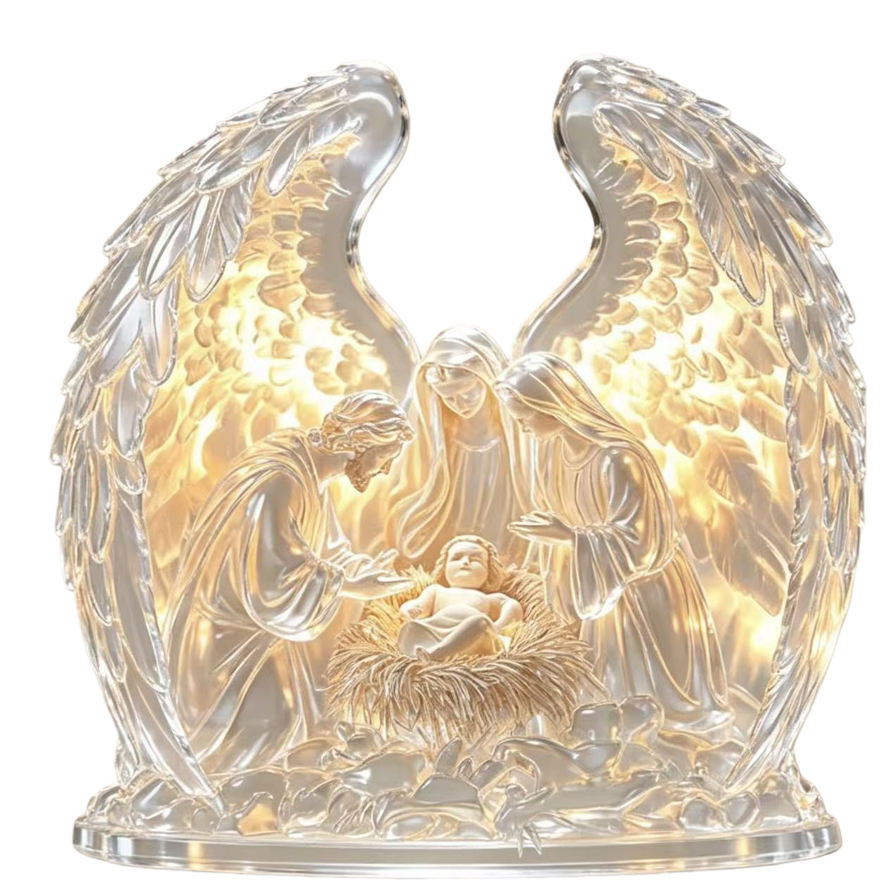 K9 Crystal Angel Guardian Holy Family Crystal Carved Decorative Item Crystal Ball Handicraft Item Picture