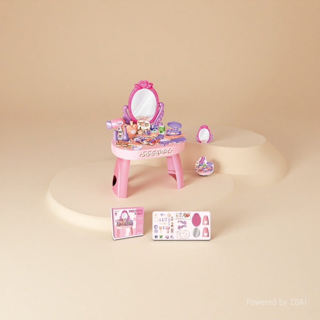 粉色儿童彩妆玩具梳妆台套盒 女童化妆玩具套装