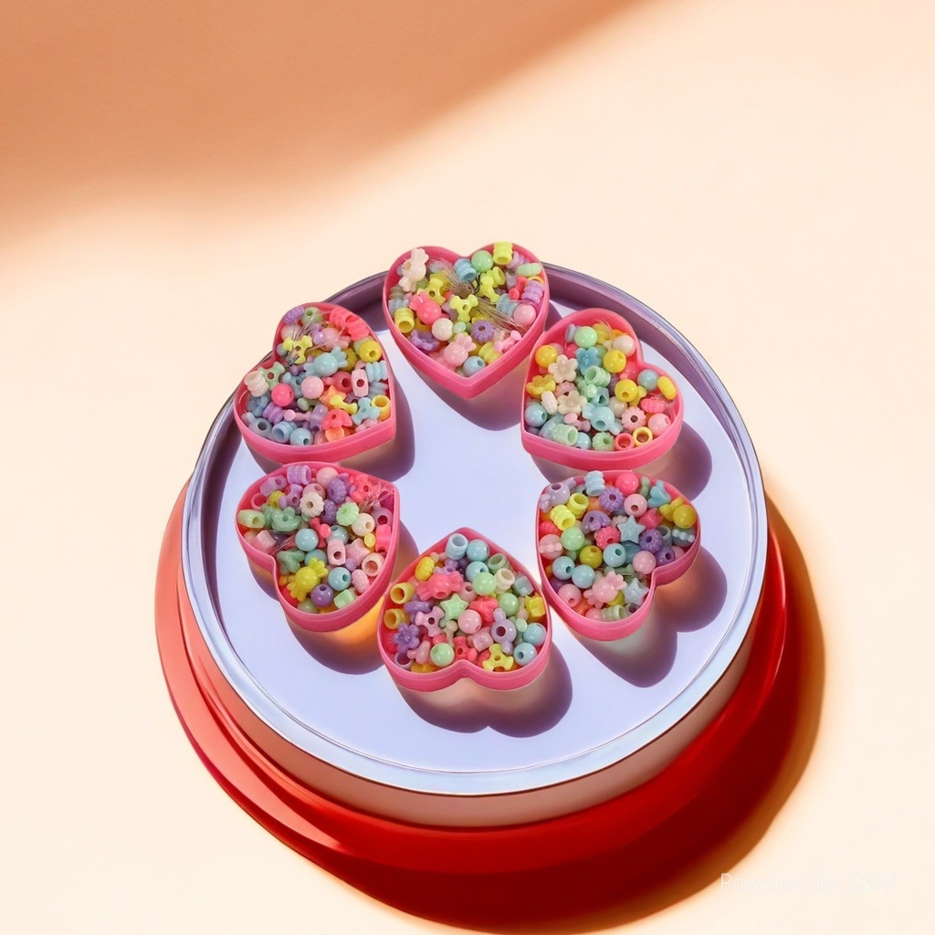 MARD color de silicona beadaround beading juguetes conteniendo caja en forma de corazón de acrílico piercing beading maquillaje para niños details Picture