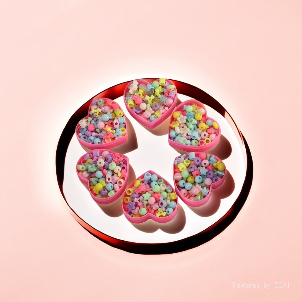 MARD color de silicona beadaround beading juguetes conteniendo caja en forma de corazón de acrílico piercing beading maquillaje para niños Specification image