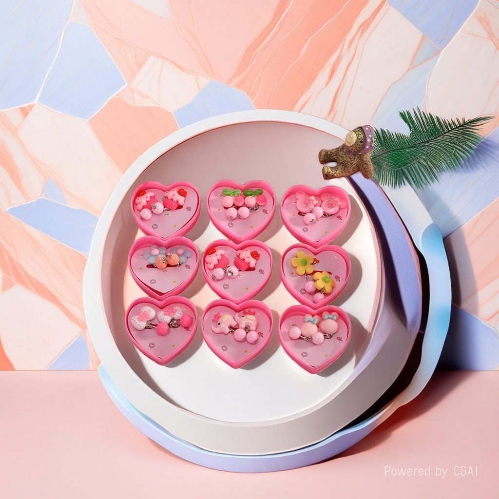 Children's cute cartoon magnetic ear accessory set, heart-shaped box, traditional Chinese medicine craft five-star ear clip