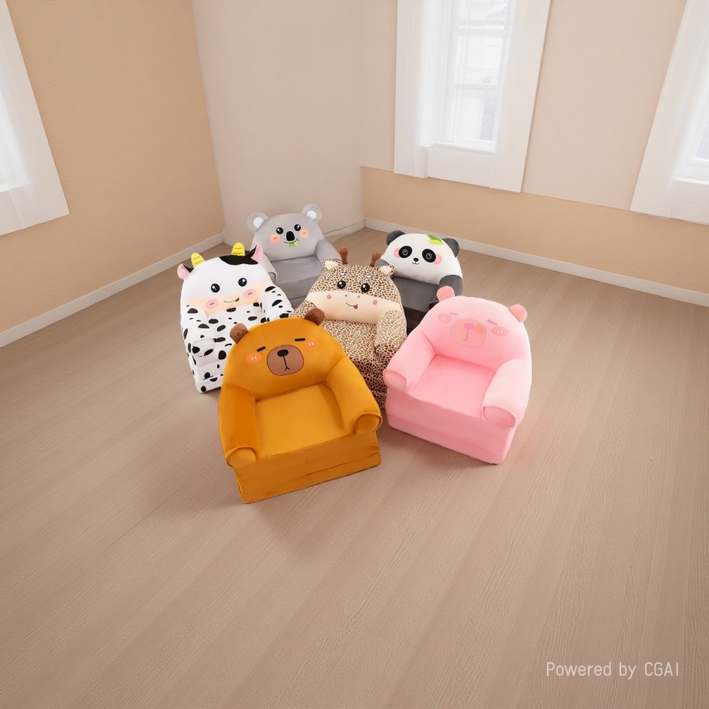 Children's sofa, cartoon animals, cute boys and girls, lazy lying seats, baby stools, kindergarten nap MATS details Picture