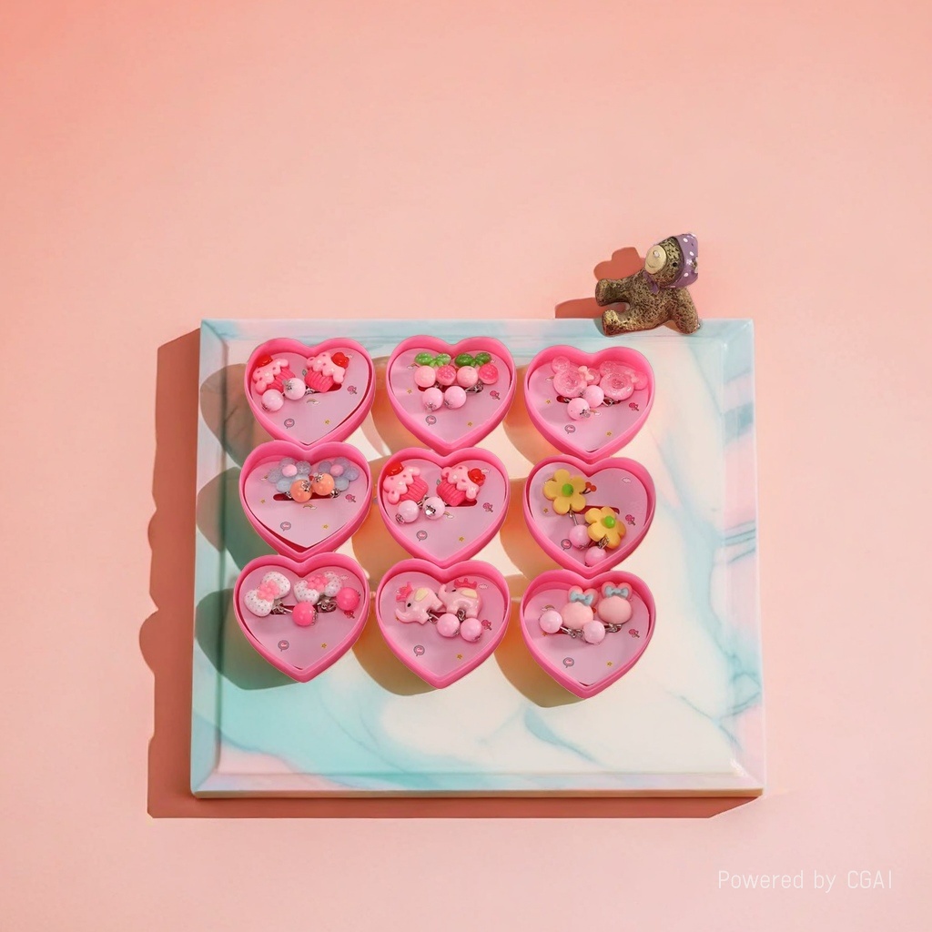 Cute cartoon acetato shark clip clip clip clip de pelo corazón caja de embalaje Specification image