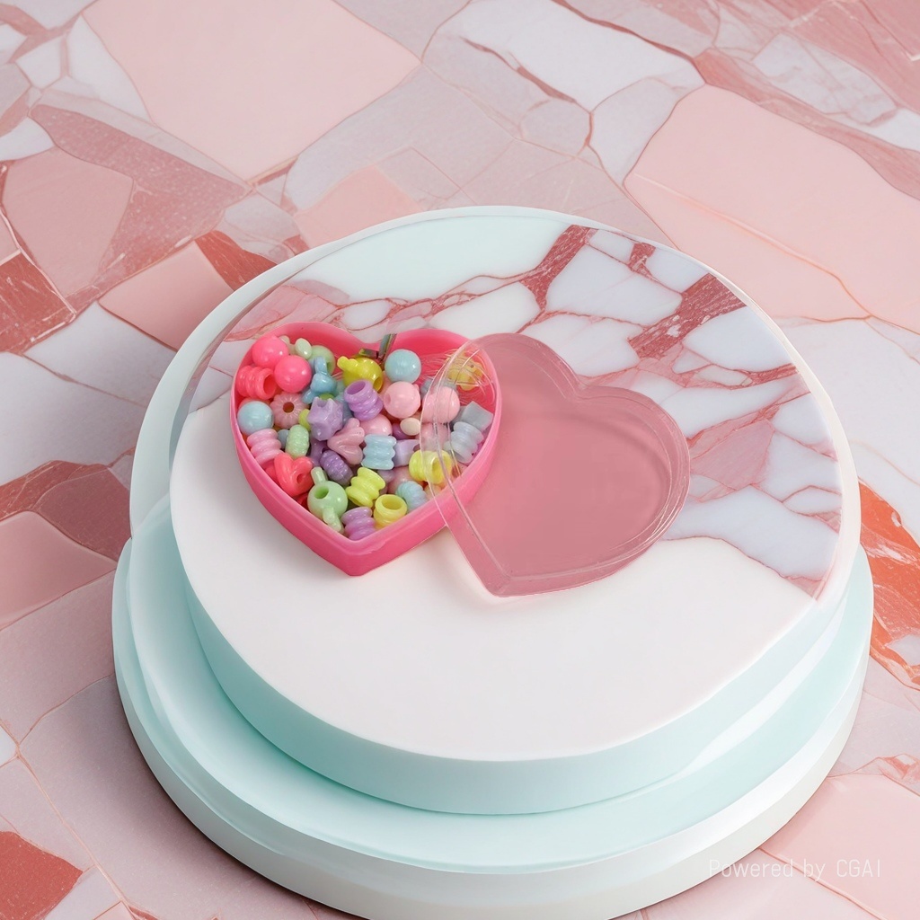 MARD colored silicone bead stringing and beading toys with heart-shaped boxes, acrylic beads, children wearing bead makeup Specification image