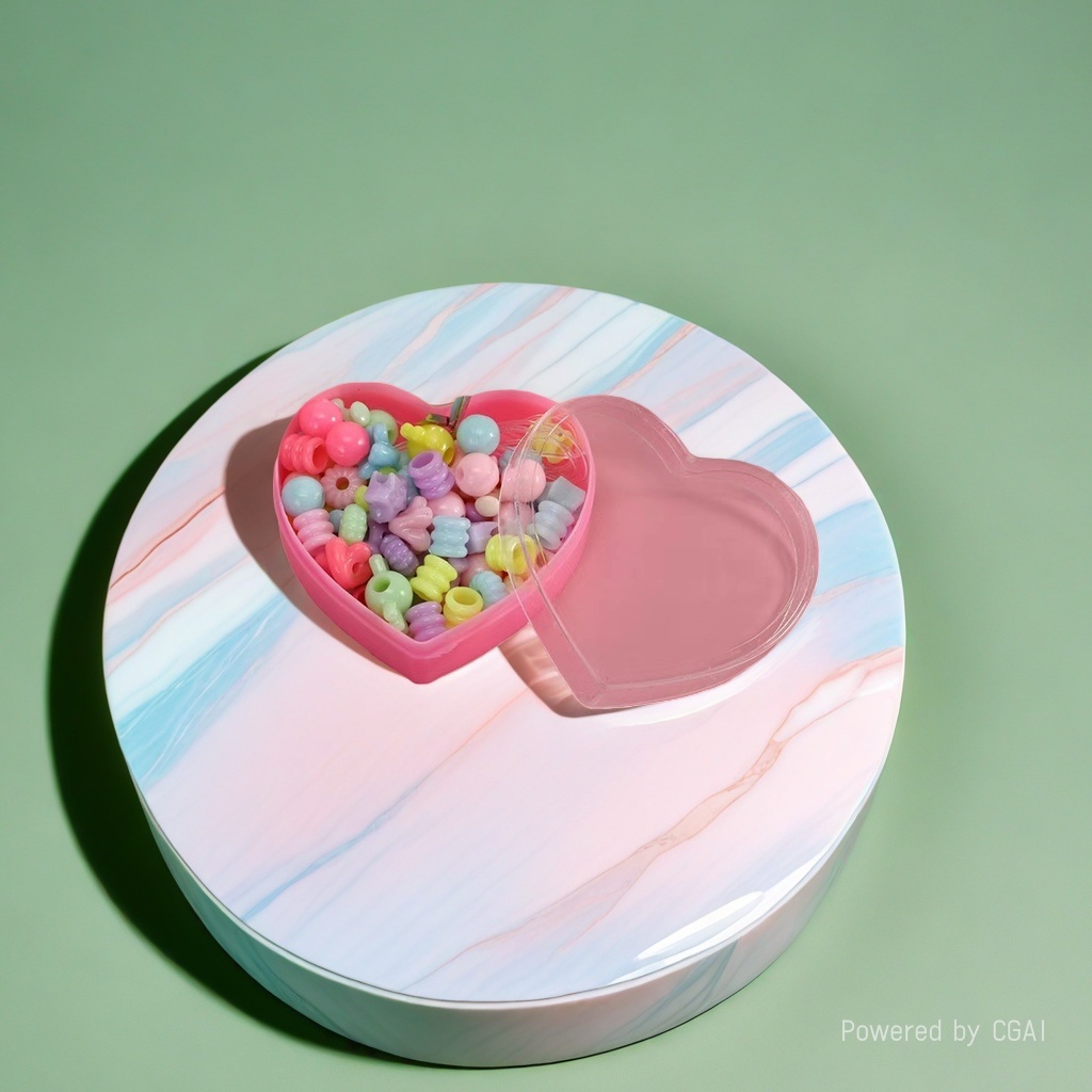 MARD colored silicone bead stringing and beading toys with heart-shaped boxes, acrylic beads, children wearing bead makeup details Picture