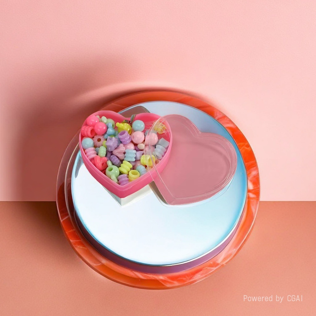 MARD colored silicone bead stringing and beading toys with heart-shaped boxes, acrylic beads, children wearing bead makeup Application Scenario