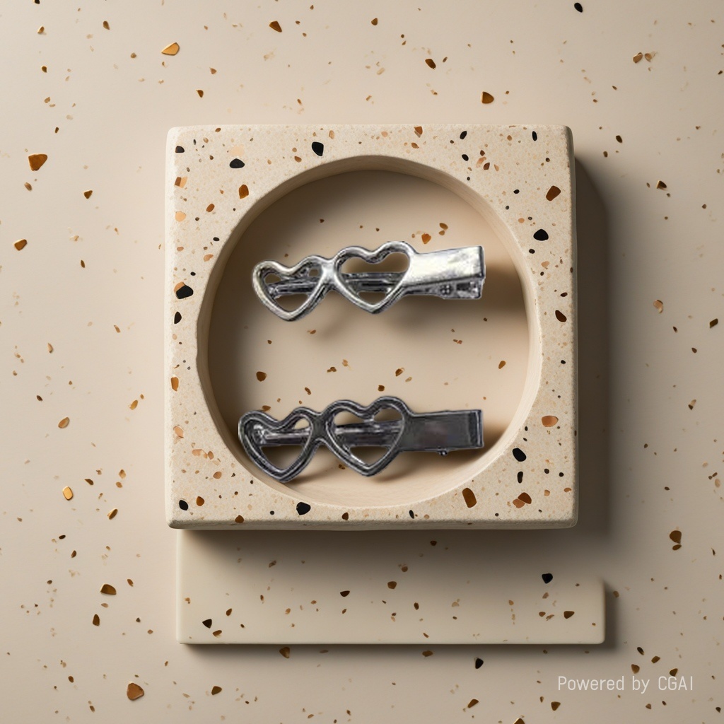 Metal double heart-shaped alloy hair clips, shark clips, fashionable and simple women's hair accessories