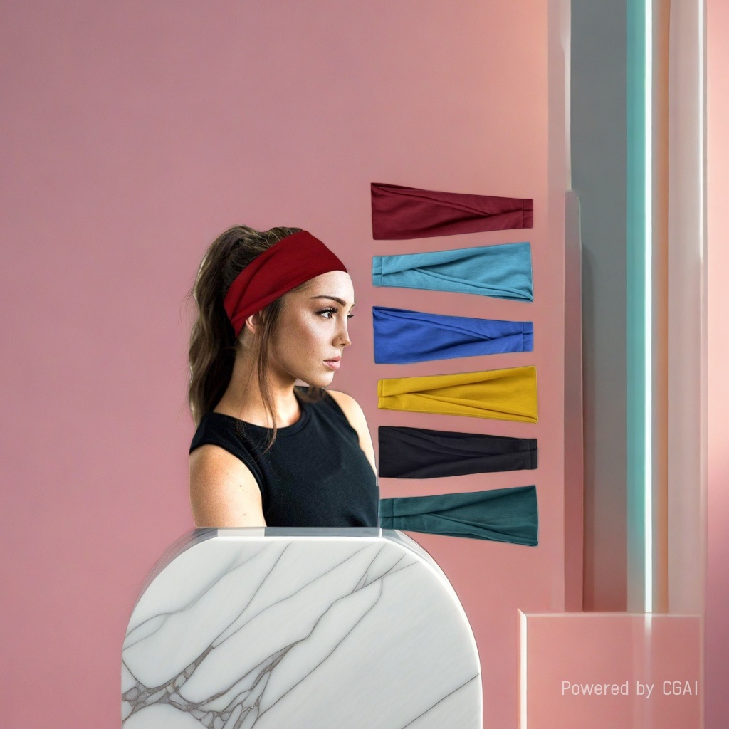 Women's sports headband, elastic football cheering headband, available in multiple colors including wine red, blue, dark blue, yellow, black and dark green