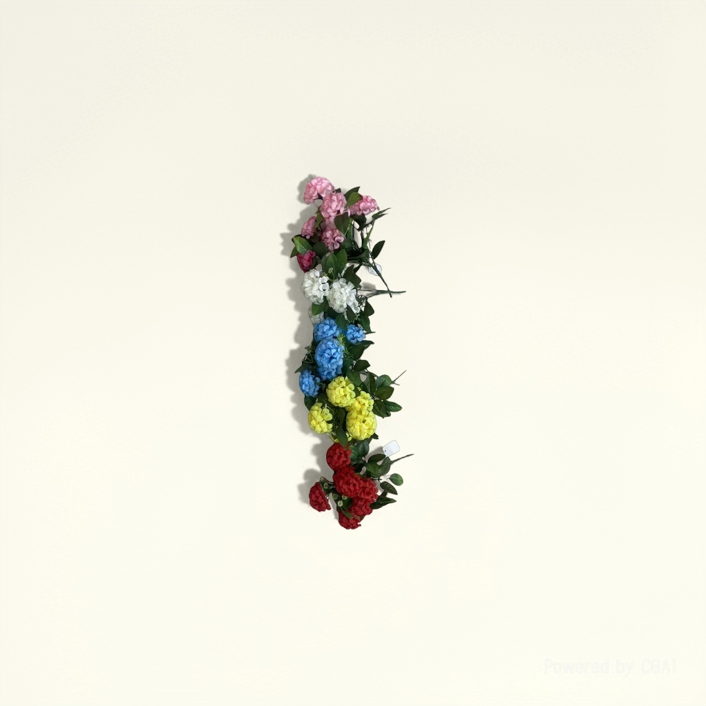 Monet's Garden colorful simulated plastic bouquet of 7 small chrysanthemums details Picture