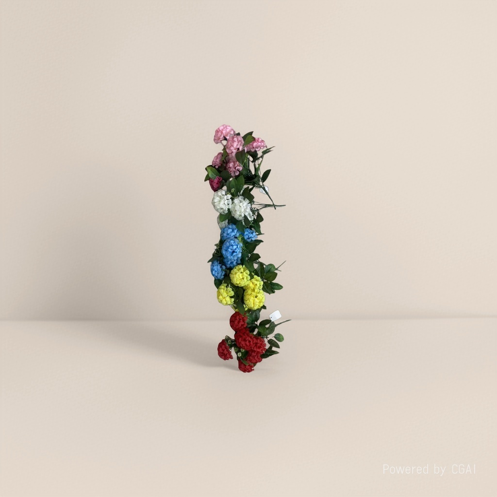 Monet's Garden colorful simulated plastic bouquet of 7 small chrysanthemums Specification image