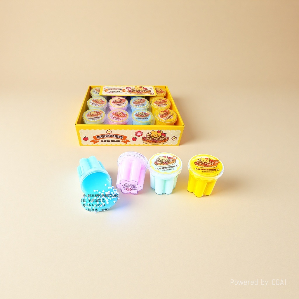 Apple pie theme colorful plastic bubble glue children's toy set, non-edible bubble machine