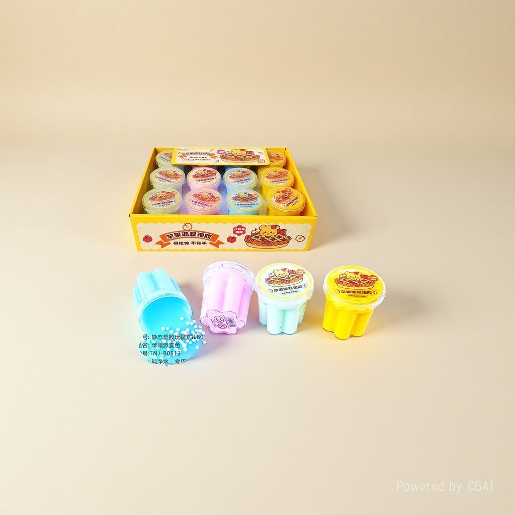 Apple pie theme colorful plastic bubble glue children's toy set, non-edible bubble machine details Picture
