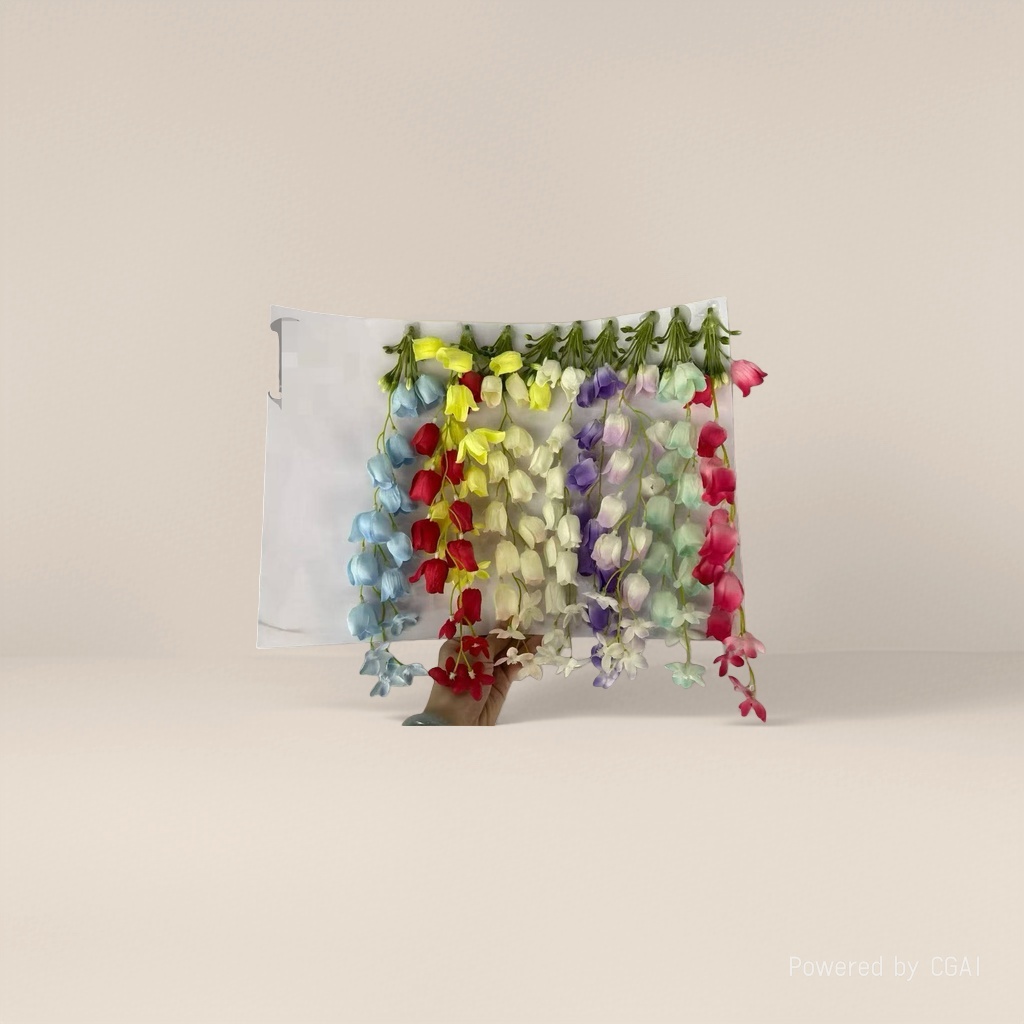 Monet's Garden colorful simulated plastic flower string of bells Specification image