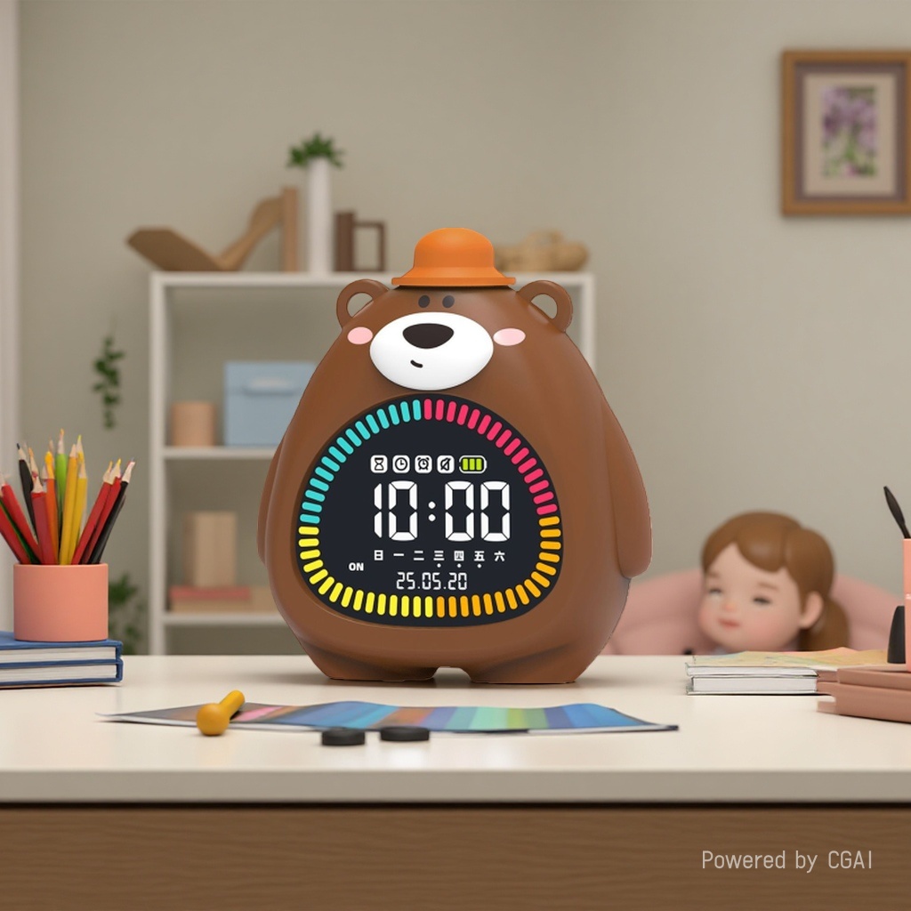 Factory direct sales smart alarm clock, cute bear night light, a wake-up wonder for students and children, time management, multi-functional electronic clock details Picture