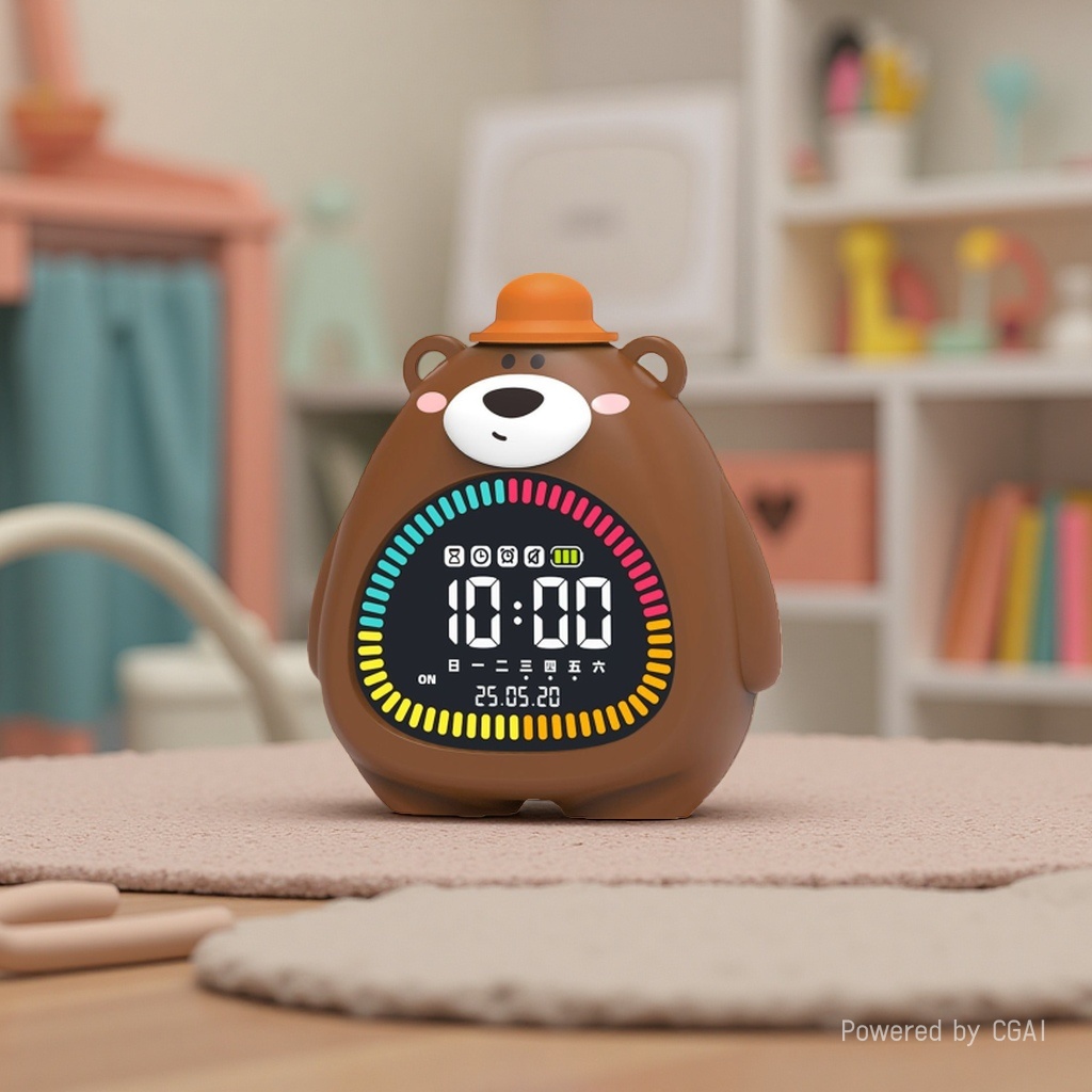 Factory direct sales smart alarm clock, cute bear night light, a wake-up wonder for students and children, time management, multi-functional electronic clock Specification image