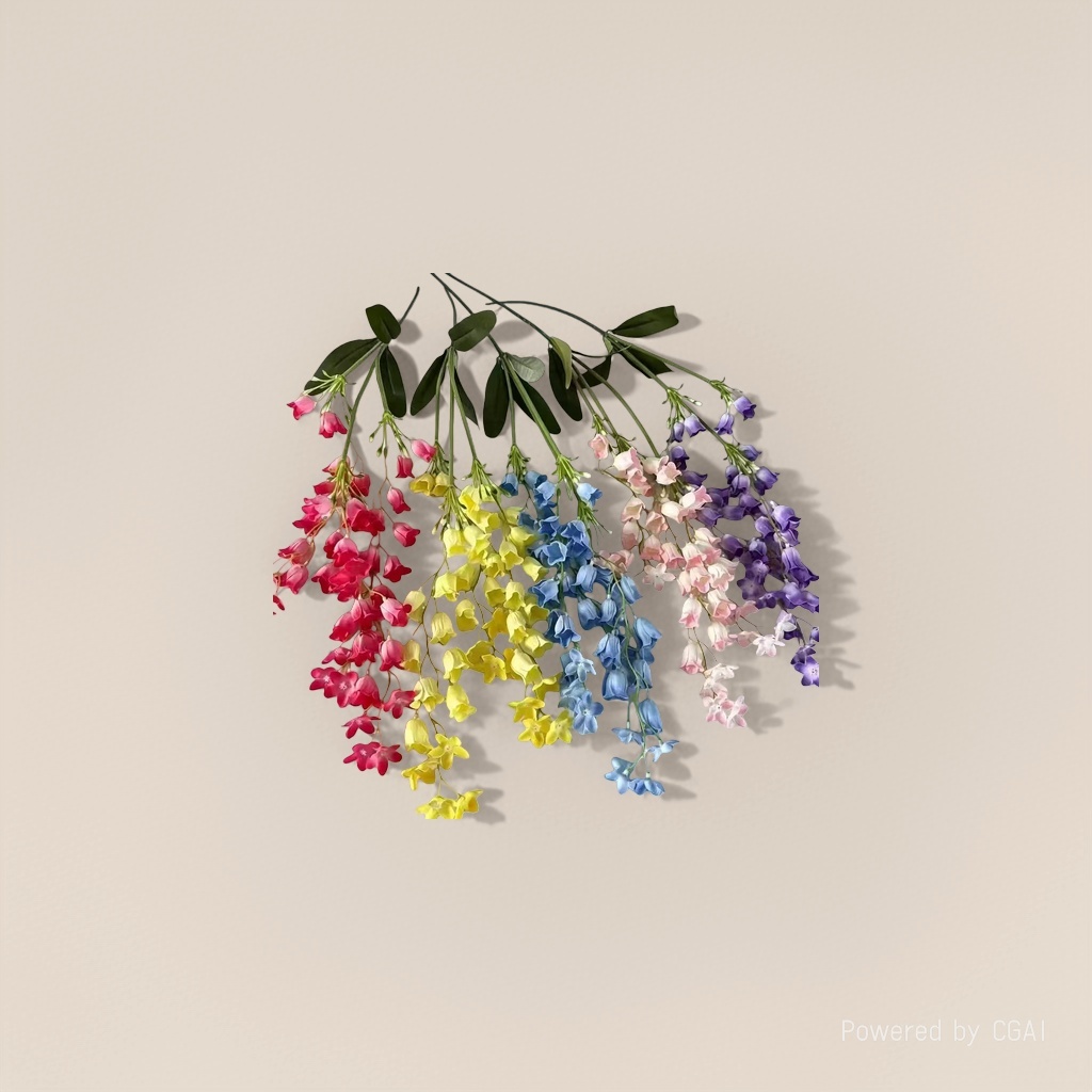 Colorful artificial wind chime bouquets with rose petal pieces, artificial plastic artificial flowers, artificial petal strings of bell vines Specification image