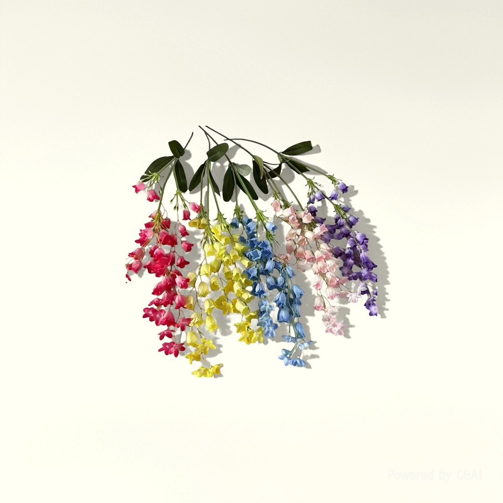 Colorful artificial wind chime bouquets with rose petal pieces, artificial plastic artificial flowers, artificial petal strings of bell vines details Picture