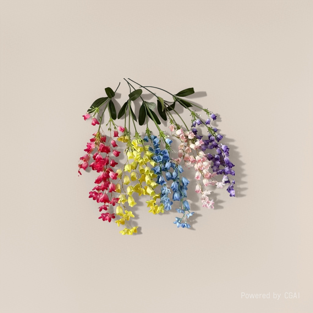 Colorful artificial wind chime bouquets with rose petal pieces, artificial plastic artificial flowers, artificial petal strings of bell vines Application Scenario
