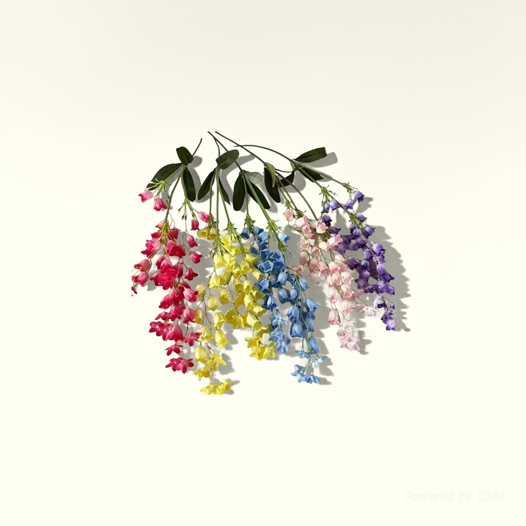 Colorful artificial wind chime bouquets with rose petal pieces, artificial plastic artificial flowers, artificial petal strings of bell vines