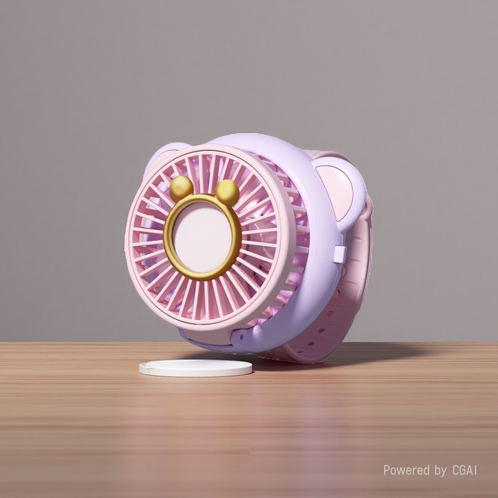 The new creative children's watch features a small fan silicone strap with adjustable length and a cartoon bear wrist charging fan Application Scenario