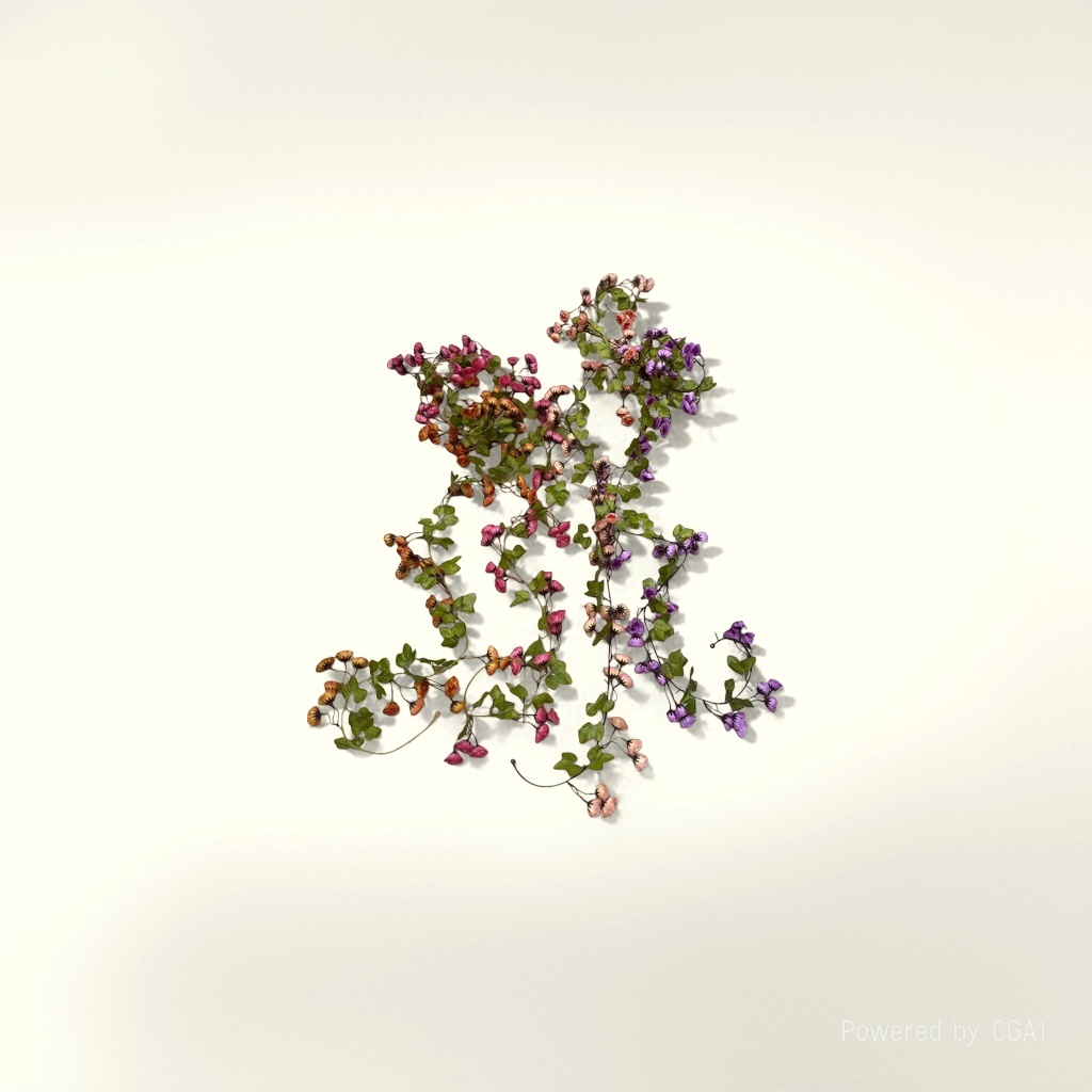 Artificial climbing vines with colorful artificial flower vines, white small moss and dead wood decoration, 69 rose vines