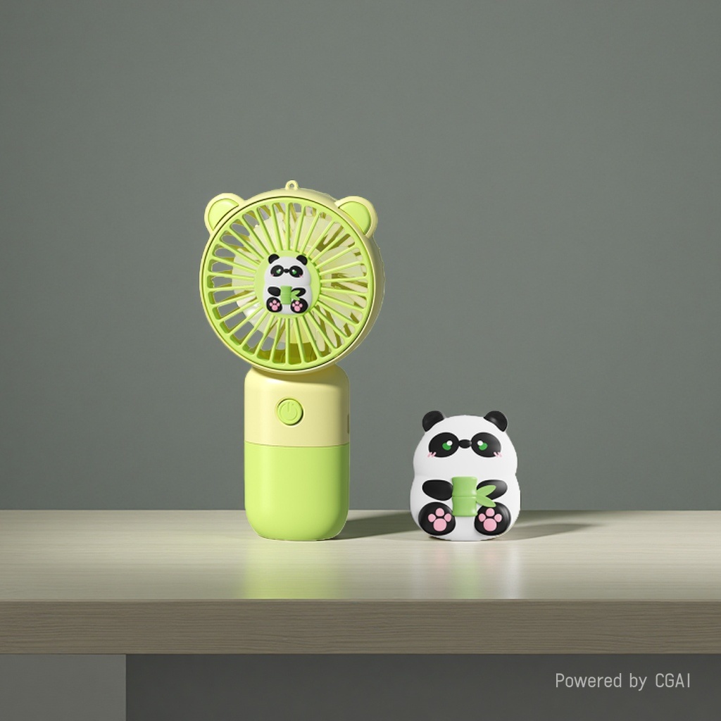Mini handheld fan, fresh green Panda model, handheld high-speed small fan, portable cooling electric fan Specification image