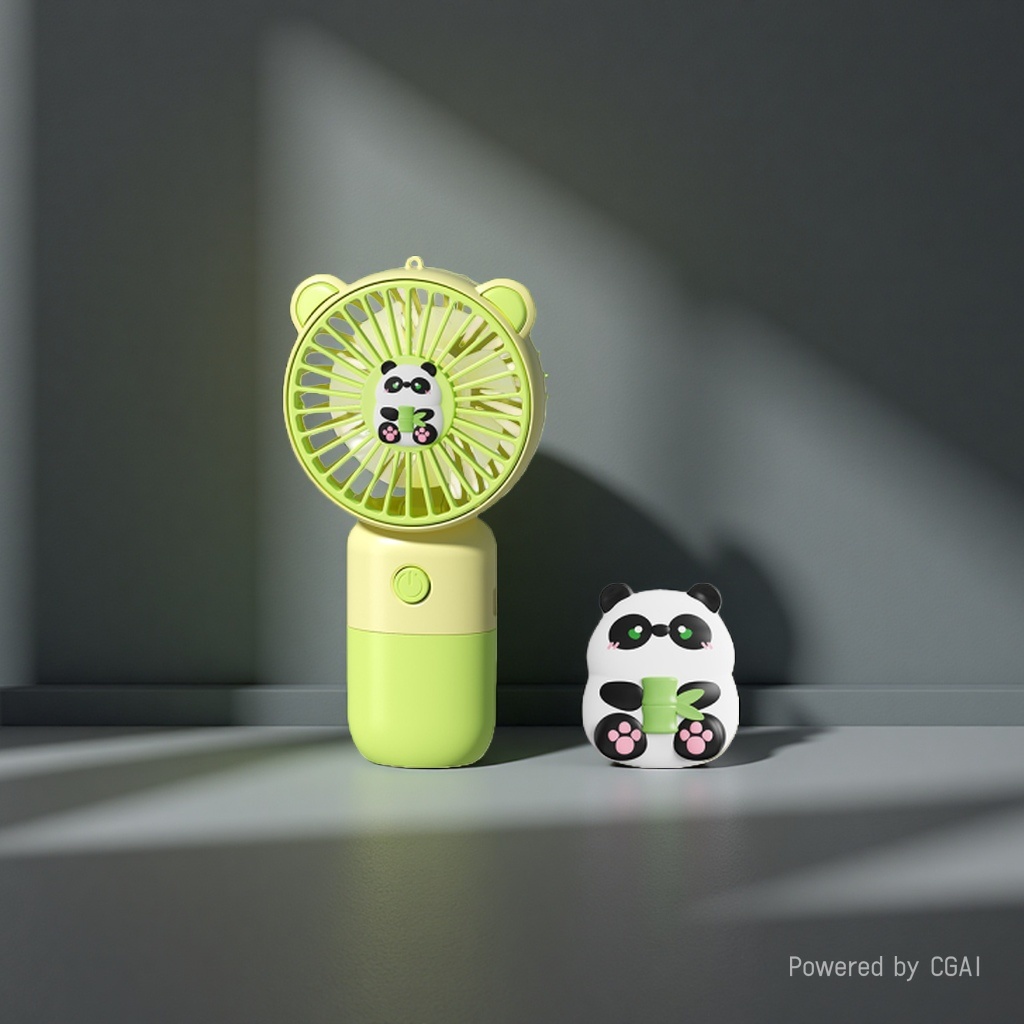 Mini handheld fan, fresh green Panda model, handheld high-speed small fan, portable cooling electric fan Application Scenario