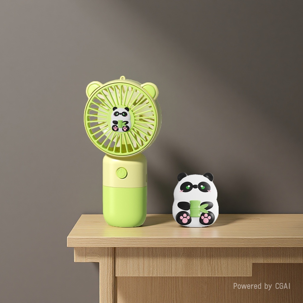 Mini handheld fan, fresh green Panda model, handheld high-speed small fan, portable cooling electric fan details Picture