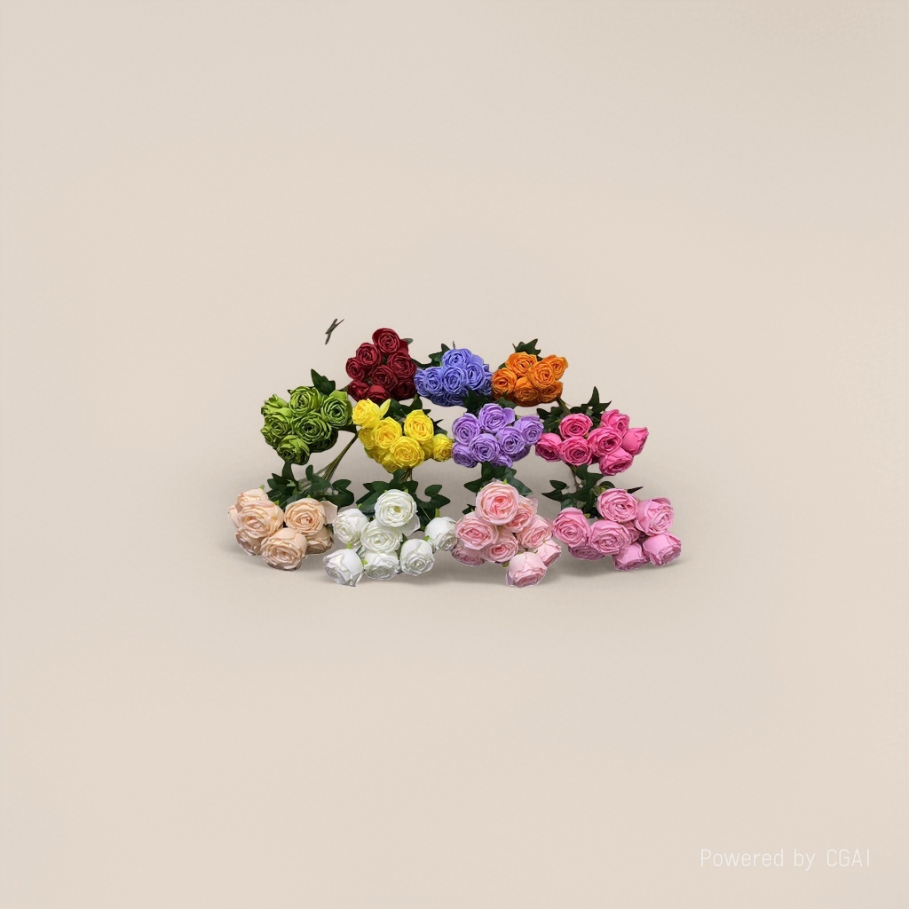 A simulated colorful rose bouquet with rose petals, featuring a special 9-head "Flowers" imperial concubine rose Specification image