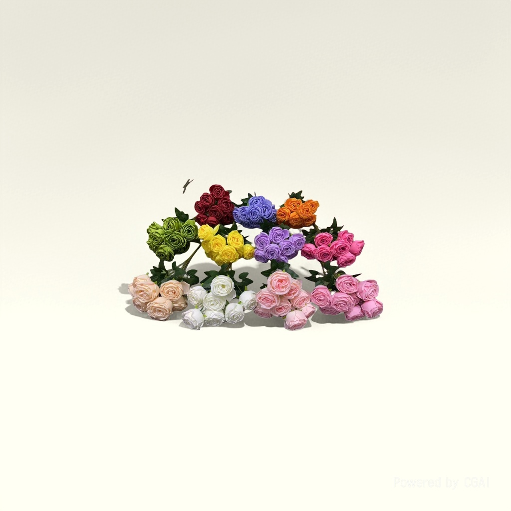 A simulated colorful rose bouquet with rose petals, featuring a special 9-head "Flowers" imperial concubine rose details Picture