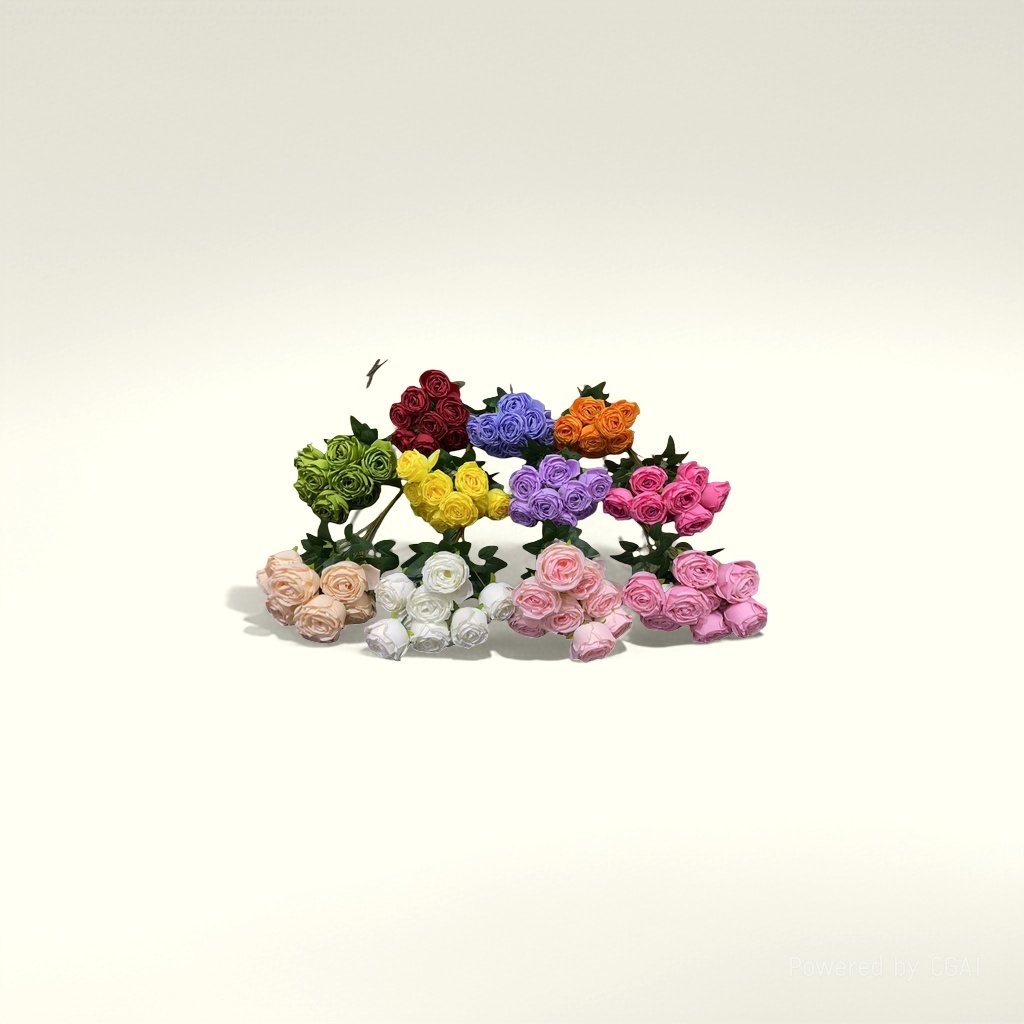 A simulated colorful rose bouquet with rose petals, featuring a special 9-head "Flowers" imperial concubine rose