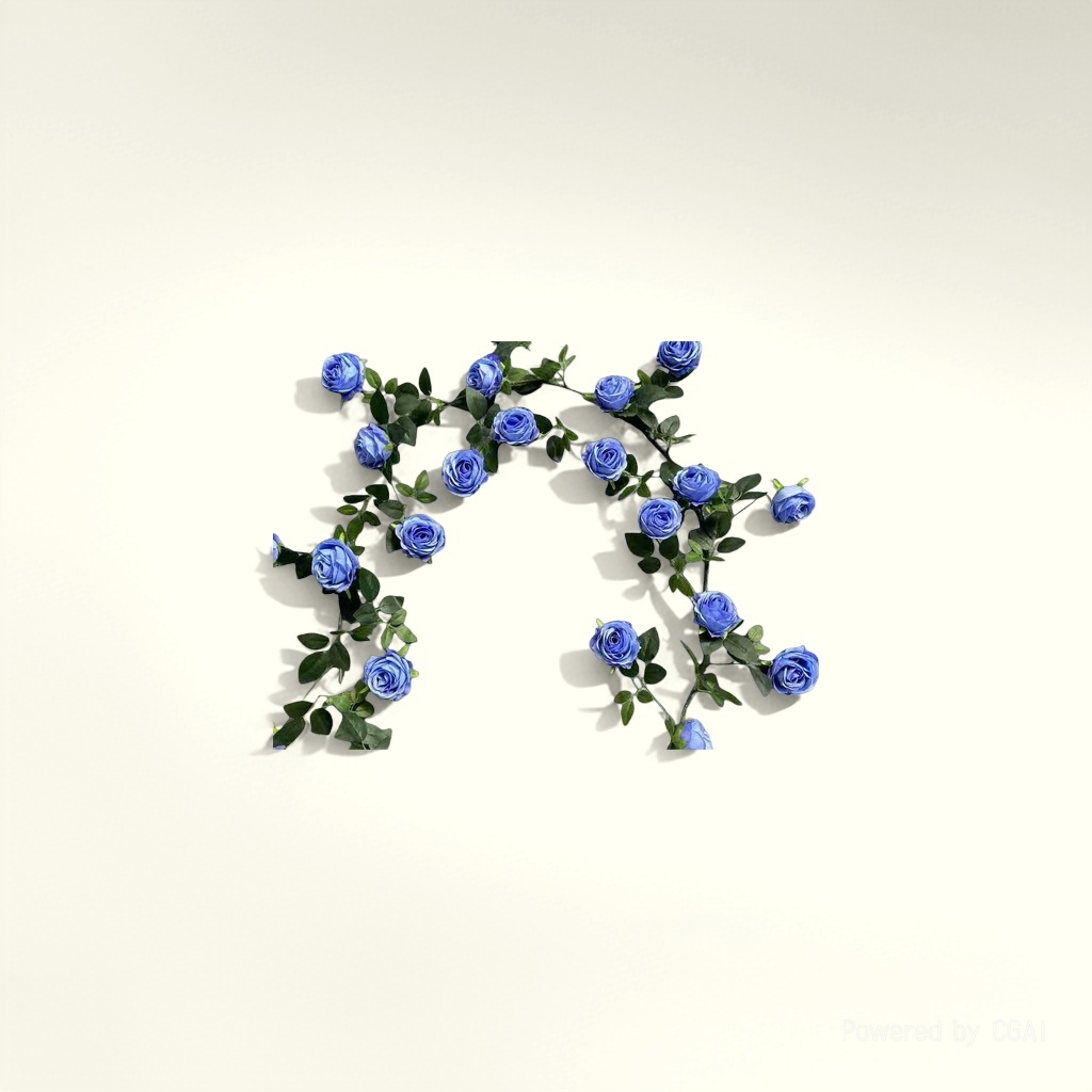 Blue rose wreath ceramic vase home decoration item, snow mountain rose