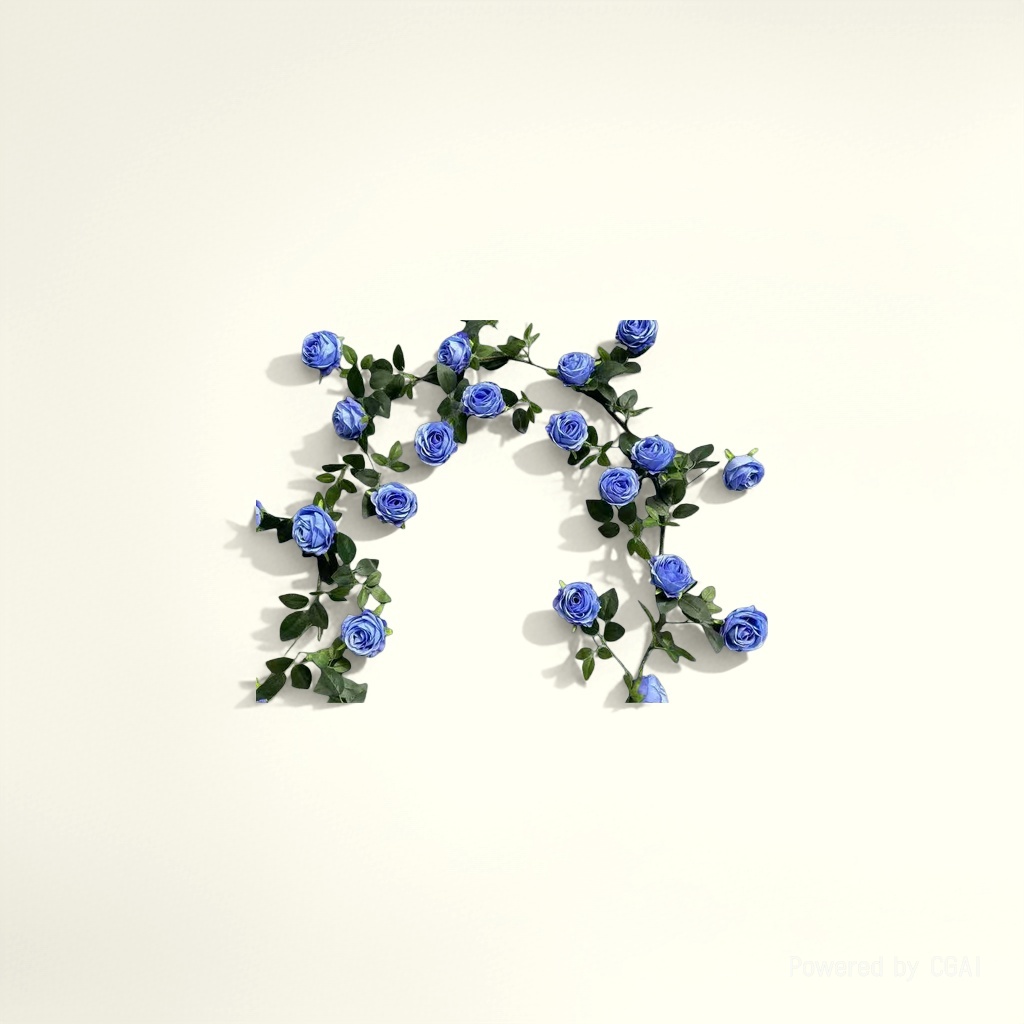 Blue rose wreath ceramic vase home decoration item, snow mountain rose details Picture