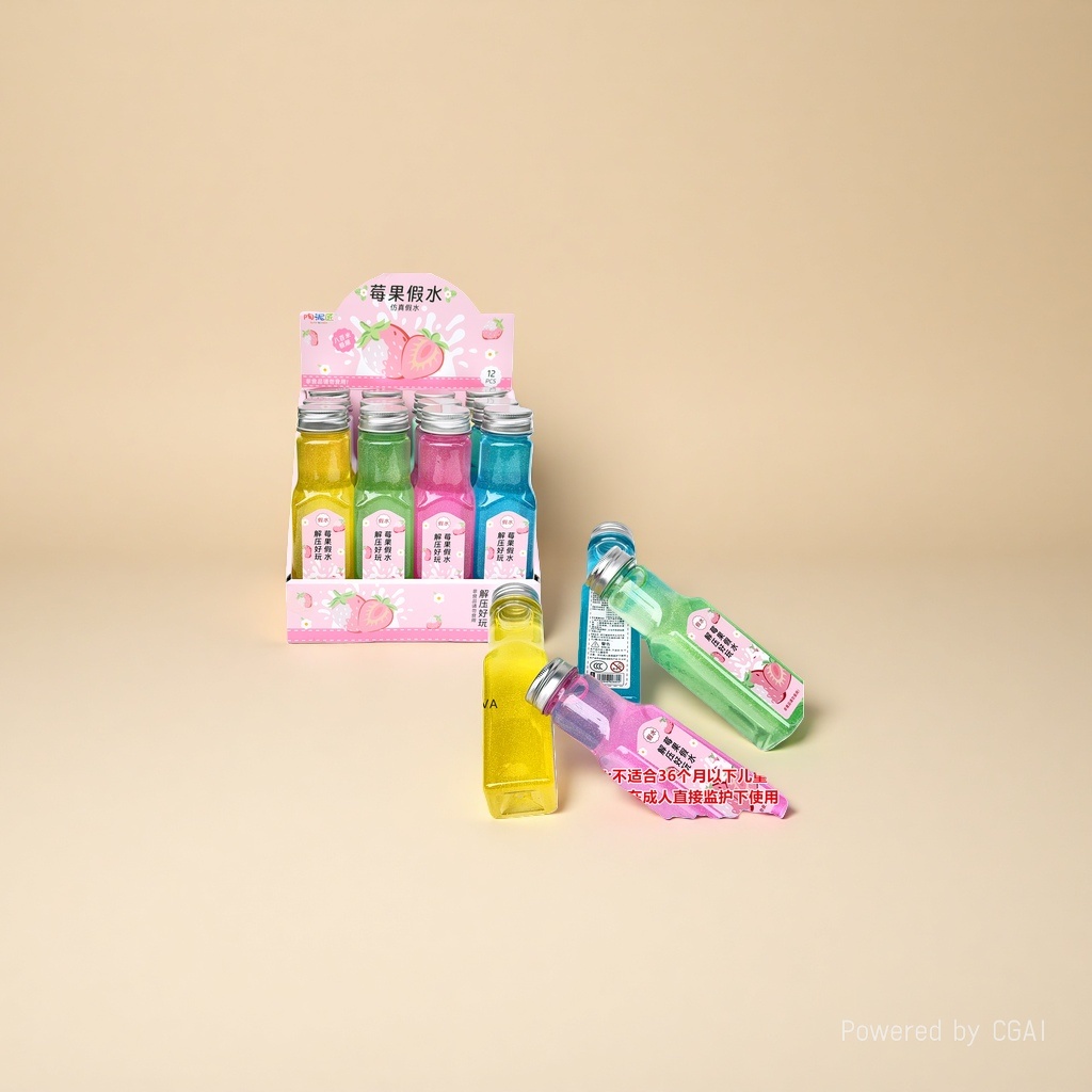 12 bottles of strawberry-themed simulation toys for children to relieve stress and play with water Application Scenario
