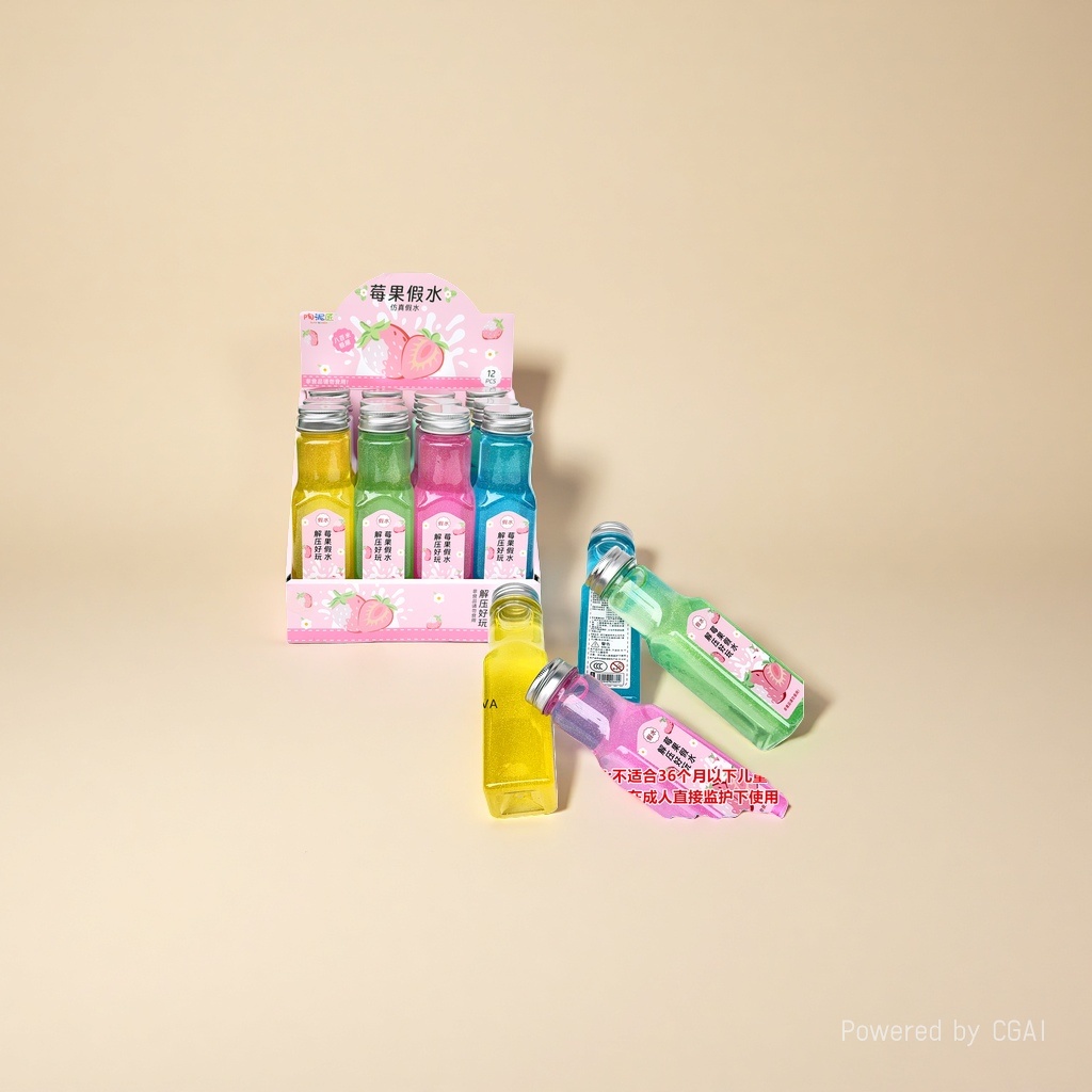 12 bottles of strawberry-themed simulation toys for children to relieve stress and play with water Specification image