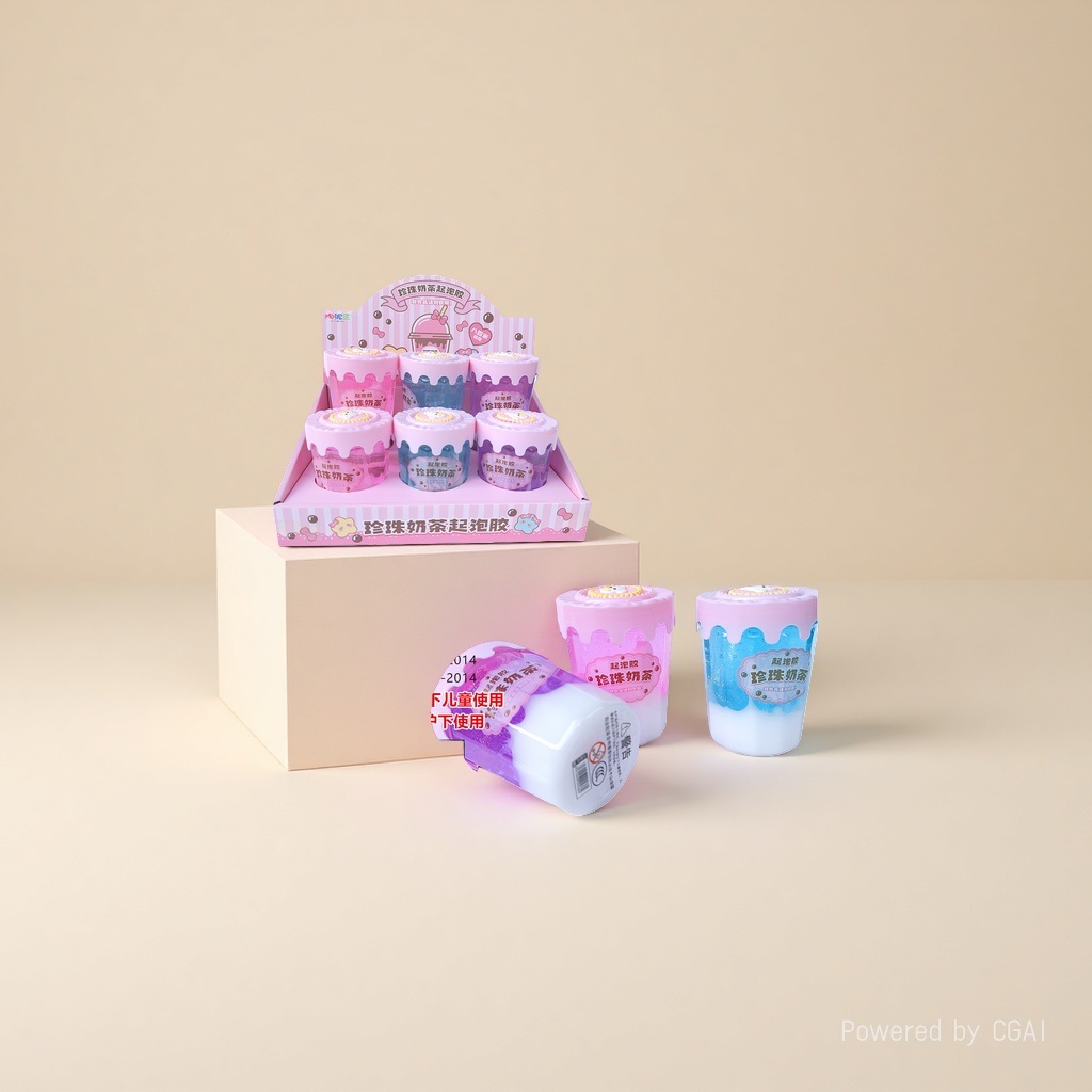 Bubble tea bubble glue bubble toy set for children, summer cartoon smoke bubble machine details Picture
